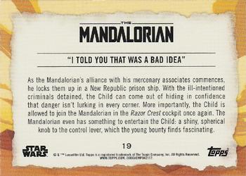 2020 Topps Star Wars The Mandalorian Journey of the Child #19 “I Told You that was a Bad Idea” Back