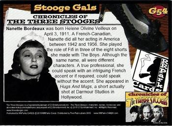2015 RRParks Chronicles of the Three Stooges - Stooge Gals #G54 Nanette Bordeaux Back