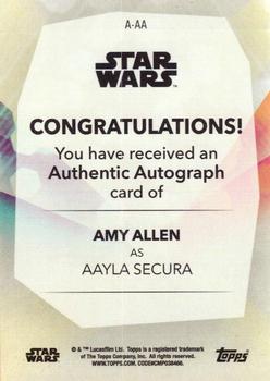 2020 Topps Women of Star Wars - Autographs #A-AA Amy Allen / Aayla Secura Back