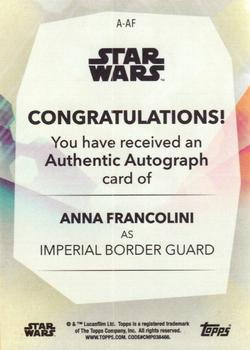 2020 Topps Women of Star Wars - Autographs #A-AF Anna Francolini Back