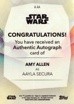 2020 Topps Women of Star Wars - Autographs Blue #A-AA Amy Allen / Aayla Secura Back