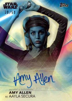 2020 Topps Women of Star Wars - Autographs Blue #A-AA Amy Allen / Aayla Secura Front