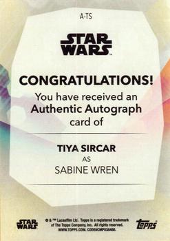 2020 Topps Women of Star Wars - Autographs Blue #A-TS Tiya Sircar Back