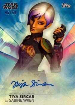 2020 Topps Women of Star Wars - Autographs Blue #A-TS Tiya Sircar Front