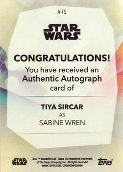 2020 Topps Women of Star Wars - Autographs Purple #A-TS Tiya Sircar Back