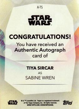 2020 Topps Women of Star Wars - Autographs Black #A-TS Tiya Sircar Back
