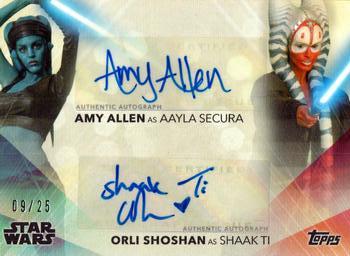 2020 Topps Women of Star Wars - Dual Autographs Purple #DA-AS Amy Allen / Aayla Secura / Orli Shoshan / Shaak Ti Front