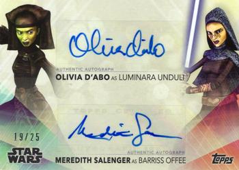 2020 Topps Women of Star Wars - Dual Autographs Purple #DA-DS Olivia d'Abo / Meredith Salenger Front