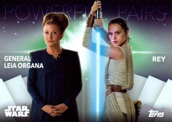 2020 Topps Women of Star Wars - Powerful Pairs #PP-4 General Leia Organa / Rey Front