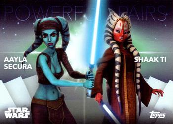 2020 Topps Women of Star Wars - Powerful Pairs #PP-21 Aayla Secura / Shaak Ti Front
