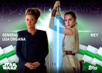 2020 Topps Women of Star Wars - Powerful Pairs Green #PP-4 General Leia Organa / Rey Front