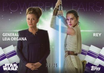 2020 Topps Women of Star Wars - Powerful Pairs Purple #PP-4 General Leia Organa / Rey Front