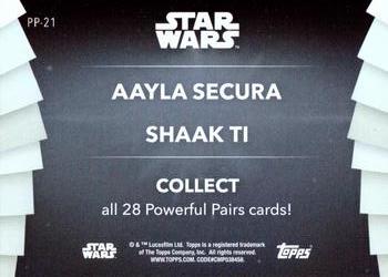 2020 Topps Women of Star Wars - Powerful Pairs Purple #PP-21 Aayla Secura / Shaak Ti Back