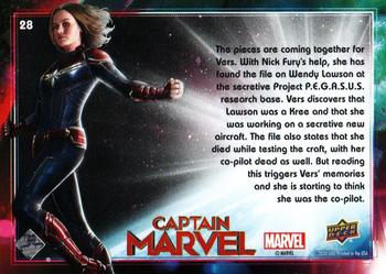 2020 Upper Deck Marvel Avengers Endgame & Captain Marvel - Captain Marvel #28 Reading Mysterious Files Back