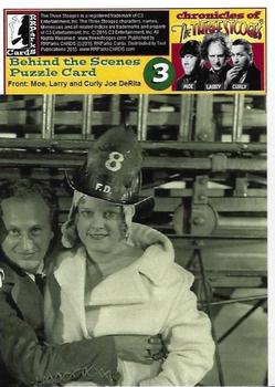 2015 RRParks Chronicles of the Three Stooges - Behind the Scenes Puzzle Card Series Three. #3 Moe, Larry and Curly Joe DeRita Back