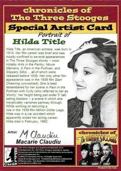 2015 RRParks Chronicles of the Three Stooges - Special Artist Cards by Macarie Claudiu #NNO Hilda Title Back