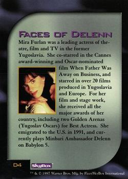 1997 SkyBox Babylon 5 Special Edition - Faces of Delenn #D4 Mira Furlan Back