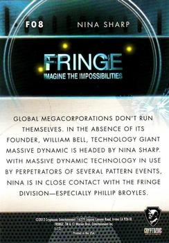 2012 Cryptozoic Fringe Seasons 1 & 2 - Our Universe #F08 Nina Sharp Back