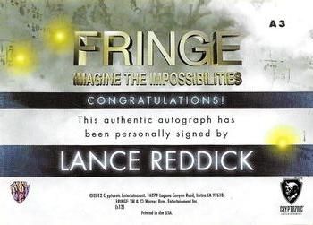 2012 Cryptozoic Fringe Seasons 1 & 2 - Autographs #A3 Lance Reddick Back