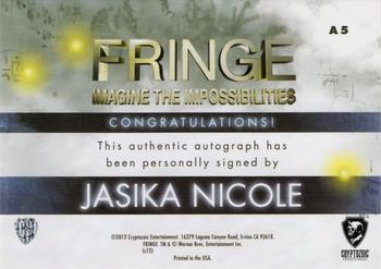 2012 Cryptozoic Fringe Seasons 1 & 2 - Autographs #A5 Jasika Nicole Back