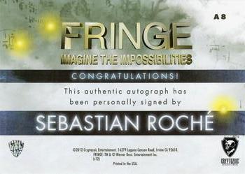 2012 Cryptozoic Fringe Seasons 1 & 2 - Autographs #A8 Sebastian Roché Back
