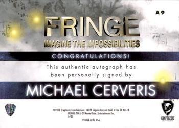 2012 Cryptozoic Fringe Seasons 1 & 2 - Autographs #A9 Michael Cerveris Back