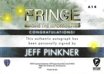 2012 Cryptozoic Fringe Seasons 1 & 2 - Autographs #A14 Jeff Pinkner Back