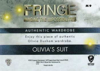 2012 Cryptozoic Fringe Seasons 1 & 2 - Wardrobe Relics #M9 Olivia Dunham Back