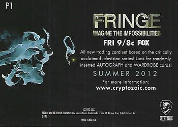 2012 Cryptozoic Fringe Seasons 1 & 2 - Promos #P1 NSU Promo Back