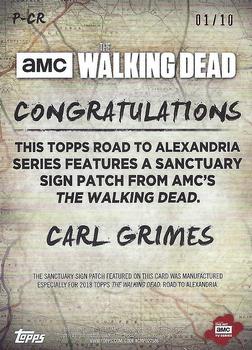 2018 Topps The Walking Dead Road to Alexandria - Manufactured Location Patches Sepia #P-CR Carl Grimes Back