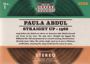 2015 Panini Americana - Certified Singles Silver #1 Paula Abdul Back