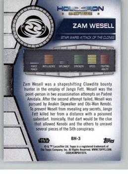 2020 Topps Star Wars Holocron Series #BH-3 Zam Wesell Back