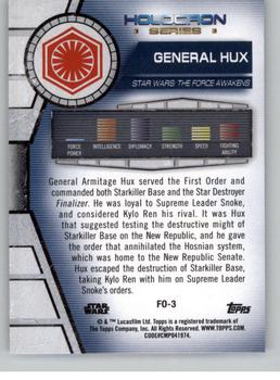 2020 Topps Star Wars Holocron Series #FO-3 General Hux Back