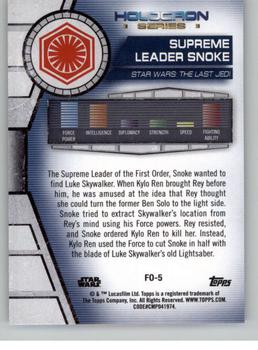 2020 Topps Star Wars Holocron Series #FO-5 Supreme Leader Snoke Back