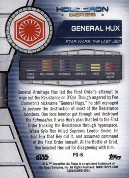 2020 Topps Star Wars Holocron Series #FO-6 General Hux Back