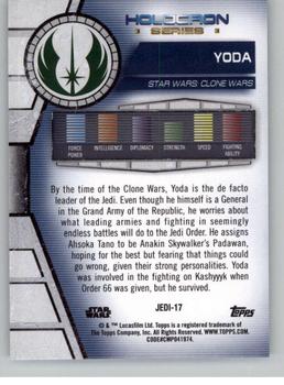 2020 Topps Star Wars Holocron Series #Jedi-17 Yoda Back