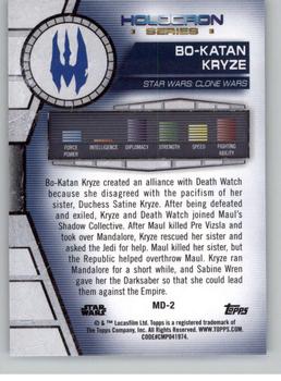 2020 Topps Star Wars Holocron Series #MD-2 Bo-Katan Kryze Back