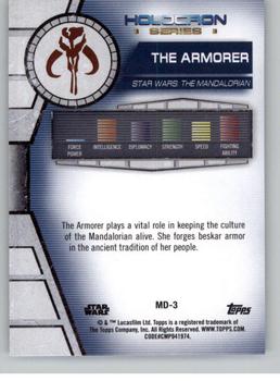2020 Topps Star Wars Holocron Series #MD-3 The Armorer Back