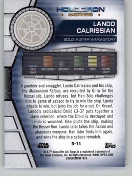 2020 Topps Star Wars Holocron Series #N-14 Lando Calrissian Back