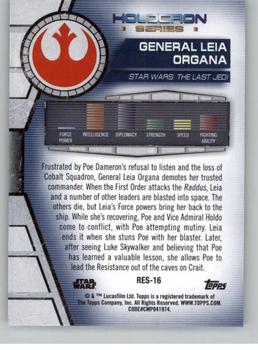 2020 Topps Star Wars Holocron Series #Res-16 General Leia Organa Back