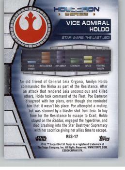 2020 Topps Star Wars Holocron Series #Res-17 Vice Admiral Holdo Back