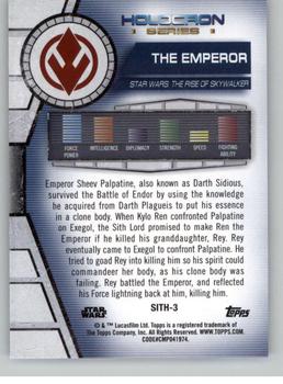 2020 Topps Star Wars Holocron Series #Sith-3 The Emperor Back