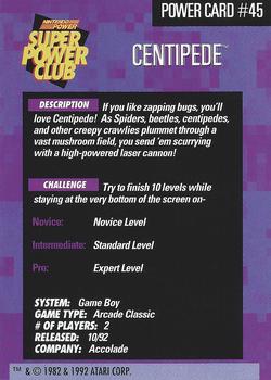 1992-95 Nintendo Power Super Power Club #45 Centipede Back