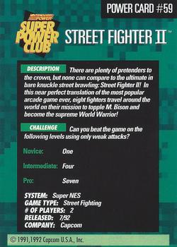 1992-95 Nintendo Power Super Power Club #59 Street Fighter II Back