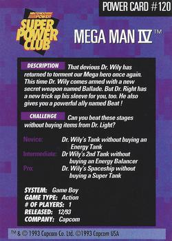 1992-95 Nintendo Power Super Power Club #120 Mega Man IV Back