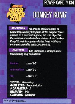 1992-95 Nintendo Power Super Power Club #134 Donkey Kong Back