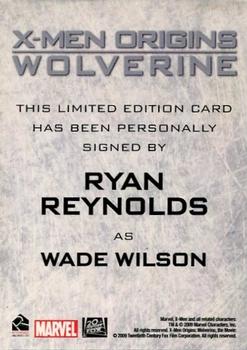 2009 Rittenhouse X-Men Origins: Wolverine - Autograph #NNO Ryan Reynolds Back