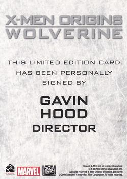 2009 Rittenhouse X-Men Origins: Wolverine - Autograph #NNO Gavin Hood Back