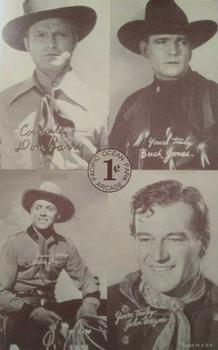 1950 Exhibit Pacific Ocean Park Arcade 1 Cent All-Star Cowboys Postcards #NNO Don Barry / Buck Jones / Allan Lane / John Wayne Front