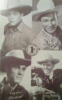 1950 Exhibit Pacific Ocean Park Arcade 1 Cent All-Star Cowboys Postcards #NNO Fred Humes / Roy Rogers / Ken Curtis / Jimmy Wakely Front